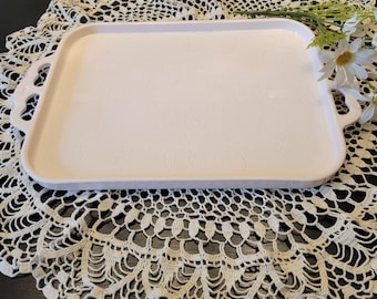 Shell Pink Milk Glass 2-Handled Tray