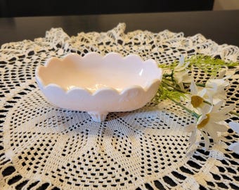 Shell Pink Milk Glass Candy Dish, &quot;Floragold&quot;