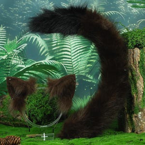 Cosplay bruine kitten oren en staart Simulatie oren en staart Dieren oren en staart Vossenoren en staart