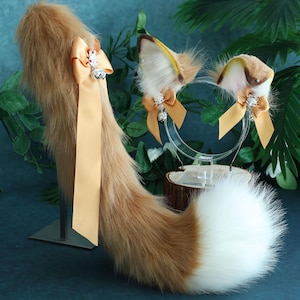 Light gold Wolf Ears Tail-COSPLAY-Animal Ears Headband-Simulated Fox Ears-Customized-Wolf Ears-Halloween Gift-Lolita-Fox Ears Lolita