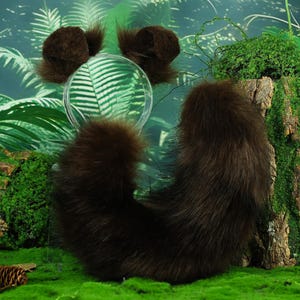 Cosplay brown puppy ears and tail kitten ears and tail Simulation ears and tail animal ears and tail fox ears and tail