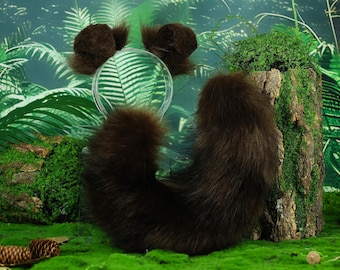 Cosplay brown puppy ears and tail kitten ears and tail Simulation ears and tail animal ears and tail fox ears and tail