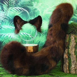 Realistic faux fur leopard ears and tail tiger costume, role-playing animal anime gift