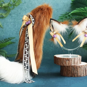 Cosplay brown wolf ears and tail puppy ears and tail kitten ears and tail simulation ears and tail animal ears and tail fox ears and tail