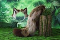 Brown patchwork wolf ears and tail, fox cosplay - costume - birthday - Halloween - Christmas gift