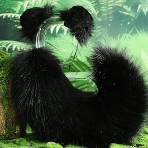 black dog ear and tail set realistic faux fur shepherd dog ear and tail set  dog ear and tail set golden retriever Cosplay