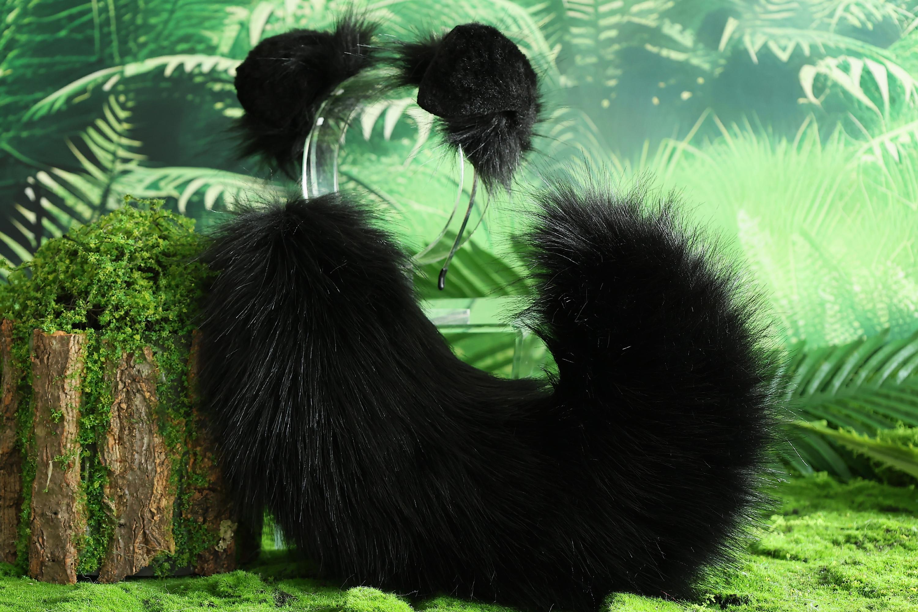 black dog ear and tail set realistic faux fur shepherd dog ear and tail set  dog ear and tail set golden retriever Cosplay