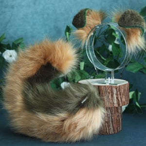 Green coffee color husky dog ear tail  puppy ear tail animal ear tail cosplay puppy play pet play dog ear set Lolita
