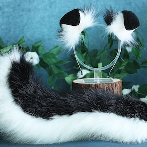 Black and white shepherd&#39;s tail dog ears-COSPLAY-animal ears-plush headband-fox cat ears-Halloween gift-Lolita-wolf ear tail