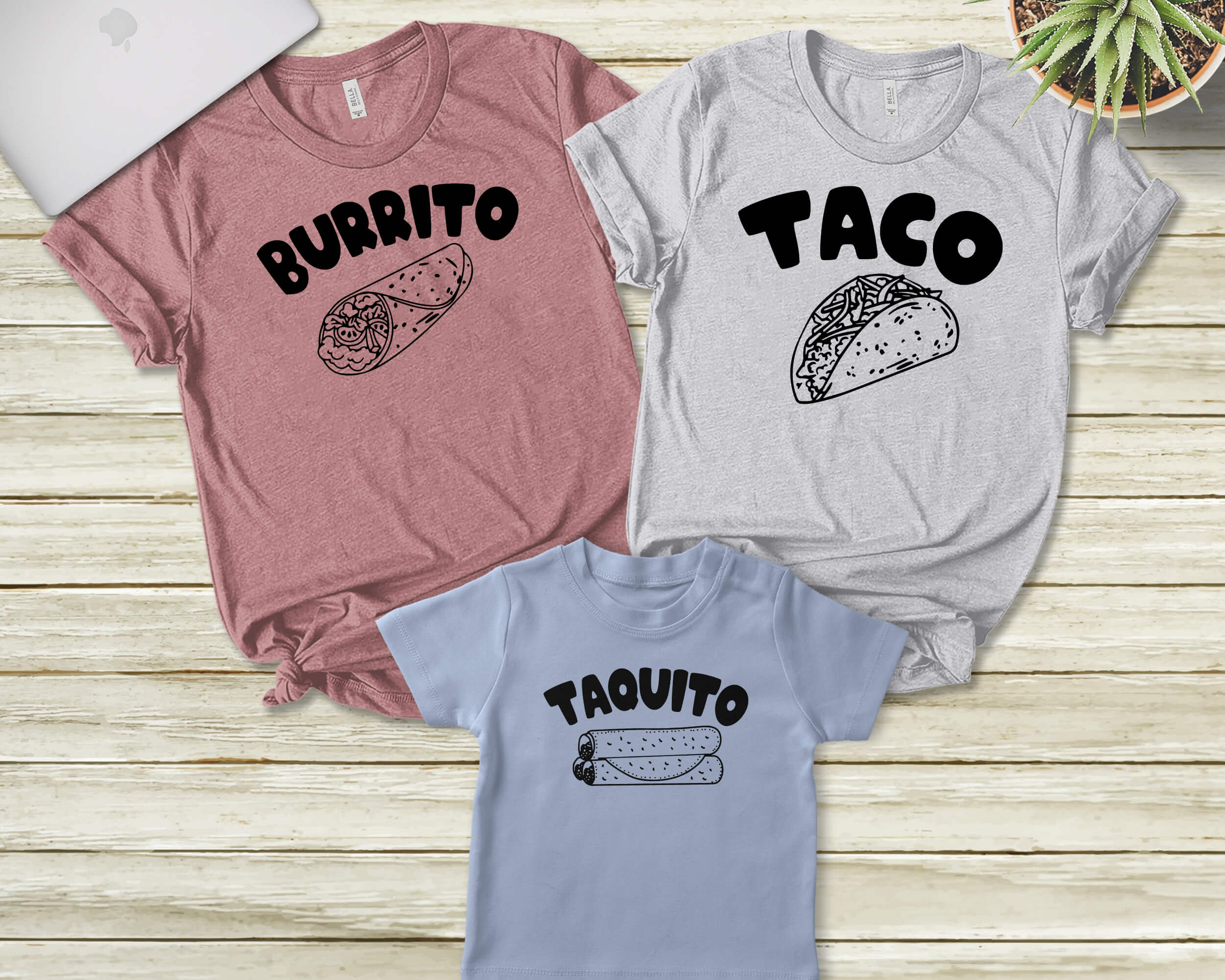 Taco Burrito Taquito Family Shirt 