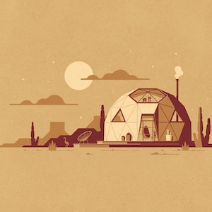 Sedona Art Print (Geodesic Dome Desert Cabin)