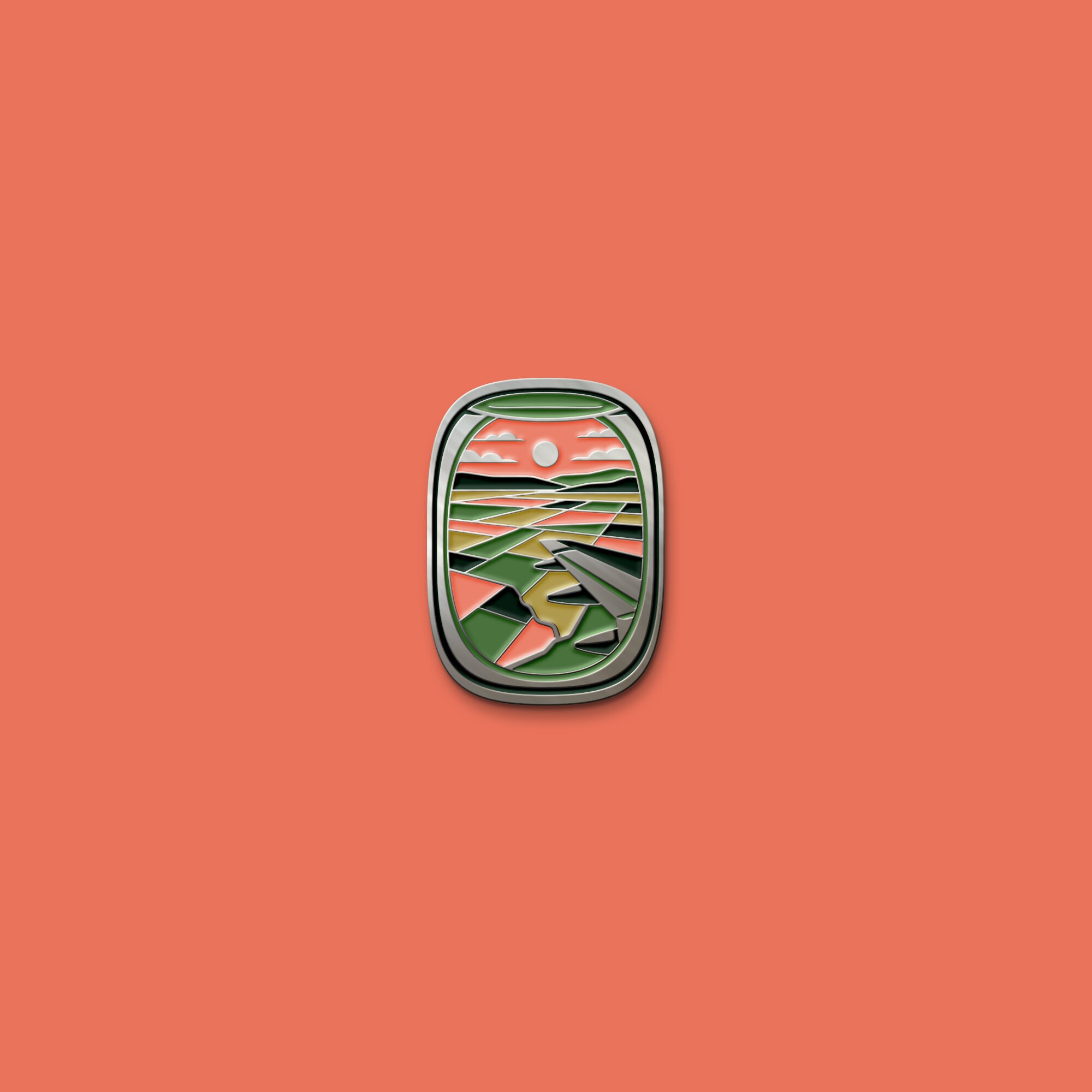 Farmland Enamel Pin (Airplane Window Seat of Farm Fields)