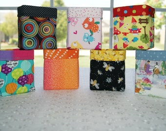 Cotton Fabric Bin MINI, Storage Holder Small, Place Setting Table Favor, Gift Giving Container
