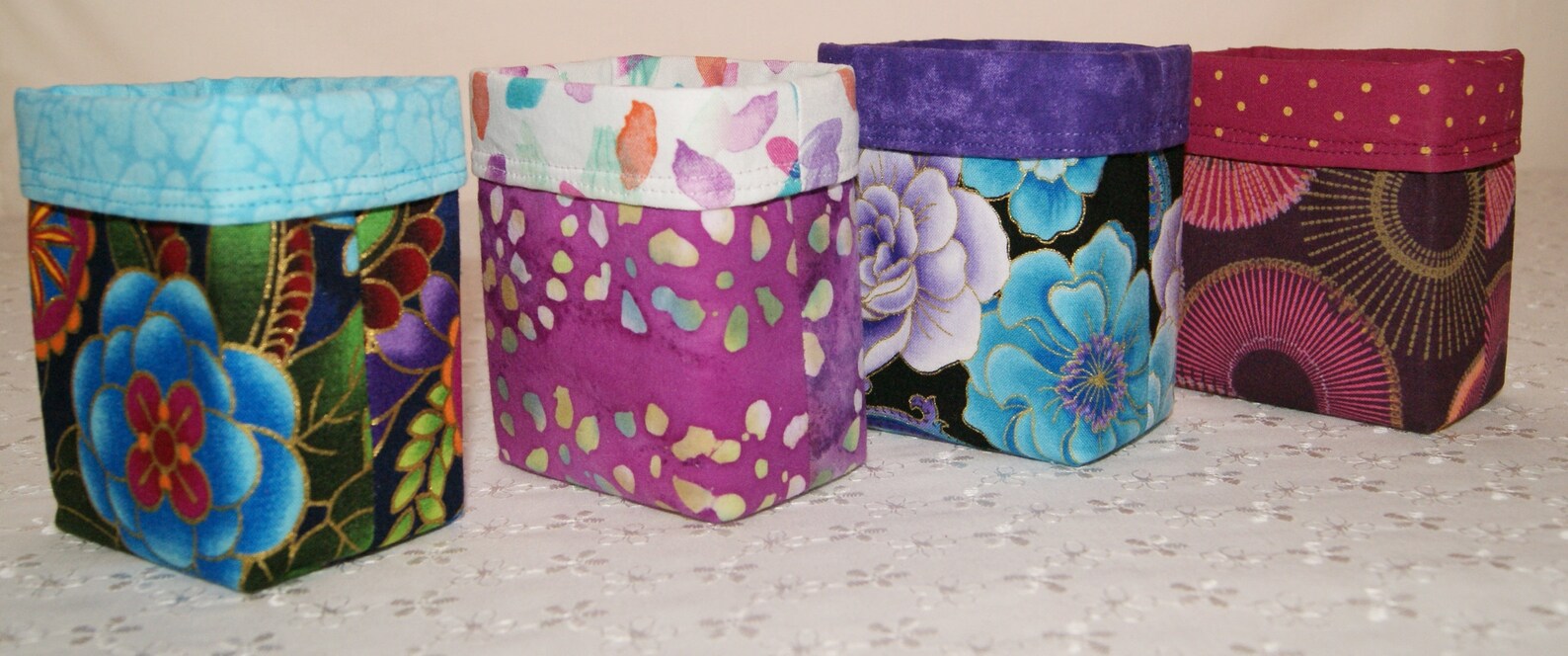 Small Cotton Fabric Storage Bin Home Decor Holder Desk Etsy