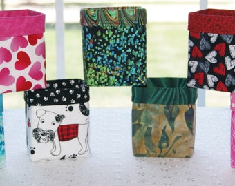 Gift Bin Small Cotton, Mini Catch All Holder, Desk Accessory, Night Stand Organizer, Thank You Bag