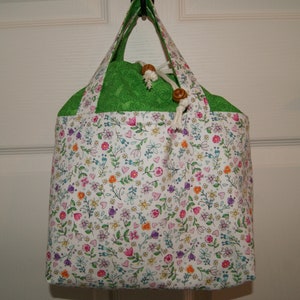 Bucket Style Drawstring Tote, Knitting Crocheting Project Bag, Medium Size Storage Bag image 8