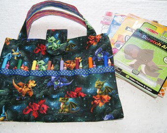 Dragones: Organizador de materiales para colorear, crayones y marcadores