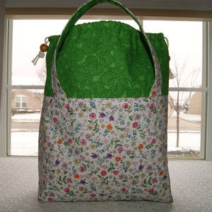 Bucket Style Drawstring Tote, Knitting Crocheting Project Bag, Medium Size Storage Bag image 10