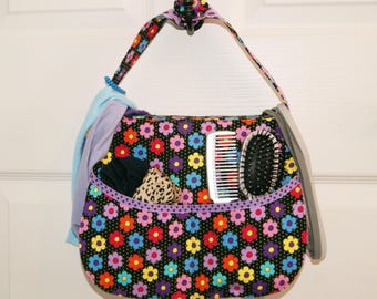 Organizador de bolsas para pinzas para el cabello, pasadores, lazos, diademas, gomas elásticas y artículos para el cuidado del cabello de viaje.