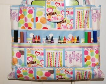 Bolsa de tela para colorear para niños: hecha a mano para guardar lápices de colores y otros materiales.