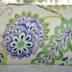 Custodia per accessori con cerniera, tessuto floreale viola, crema, verde, custodia per occhiali di piccole dimensioni