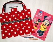 Children's Coloring Tote Bag: Red Polka Dot Travel Activity Organizer