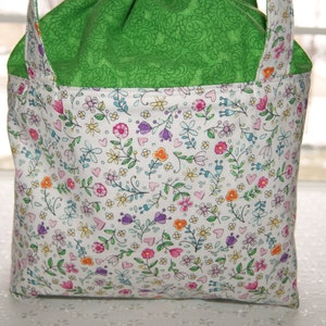 Bucket Style Drawstring Tote, Knitting Crocheting Project Bag, Medium Size Storage Bag image 6