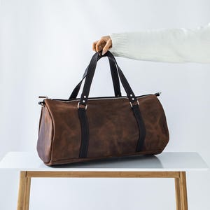 Mens Leather Travel Bag, Duffle Bag With Monogram, Overnight Bag, Weekender Bag,Leather Holdall For Travel,Fathers Day Present,Gifts For Men