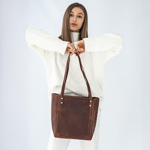Personalized Leather Tote Bag for Women, Custom Leather Shopper, Leather Handbag, Large Shoulder Bag, Shopping Bag, Leather Purse for Work