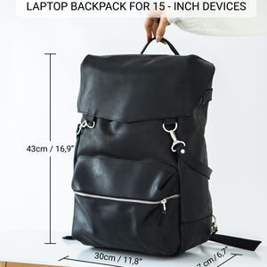 Schwarzer Leder-Reiserucksack, extra großer Rucksack für Männer, übergroße Laptoptasche, großer Rucksack für Arbeit, Lederrucksack, Reiserucksack
