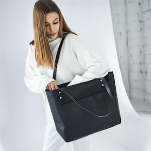 Große Leder-Einkaufstasche für Frauen, Schultertasche für Reisen, Weekender-Tasche für Arbeit, Einkaufstasche, Laptop-Ledertasche, Reise-Einkaufstasche für Frauen