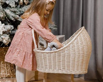 Weiden Kinderwagen, Puppen Kinderwagen Für Kleinkind, Push Buggy Spielzeug, Baby Mädchen Dusche Geschenk, Eco Spielzeug Korb, Kinderzimmer Dekor Puppenwagen Für Kinderzimmer