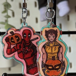 Deadpool & Wolverine with Pumpkins // Matching Arcylic Charms