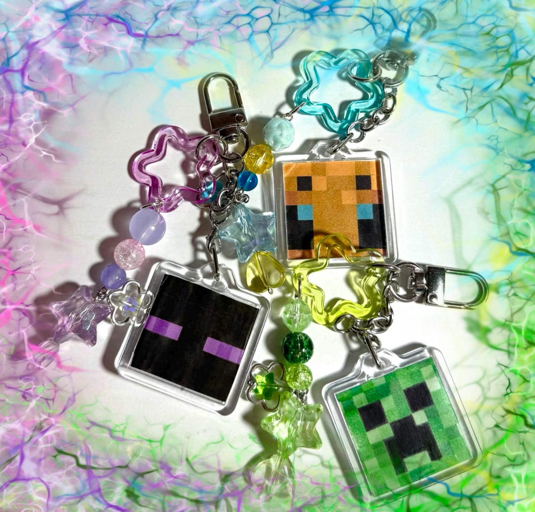 Minecraft Target Keychains Minecraft // Mob Inspired Photo Keychains - Etsy