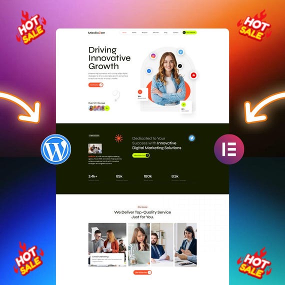 Digital Marketing Agency Elementor Template, WordPress Theme, WordPress Template, WordPress Plugin, Agency Website, Elementor Website,