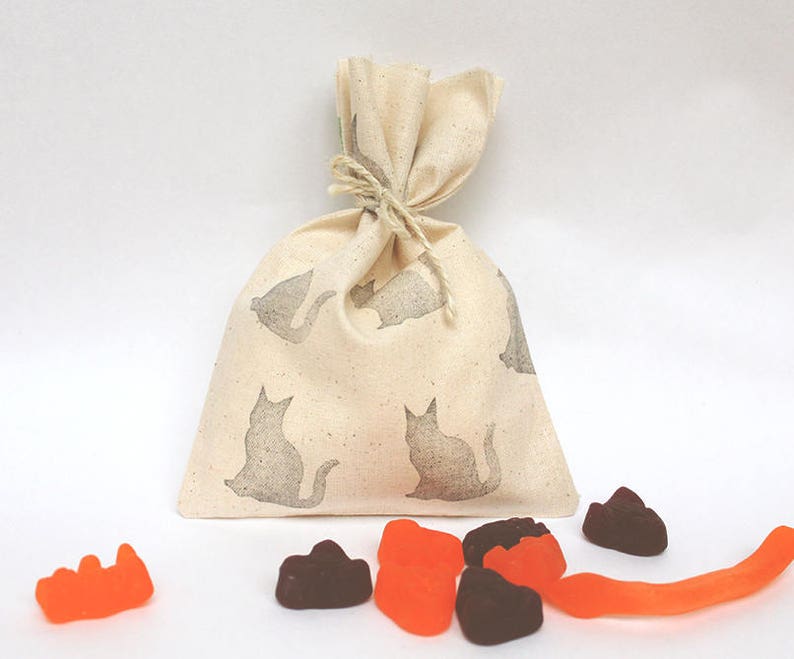 Cat Favour Bags halloween decorations halloween lolly bags Halloween candy bag Black Cat calico bags cat party bagsx 10