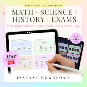 Cuaderno digital interactivo para iPad: Matemáticas, Ciencias, Historia, Exámenes / GoodNotes Notability / Apuntes Cornell / Paquete de estudio