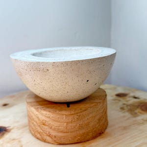 Handcrafted Cement Bowl | Bone White Vessel | Artisanal Cement Artifact | Jewelry Bedside Bowl