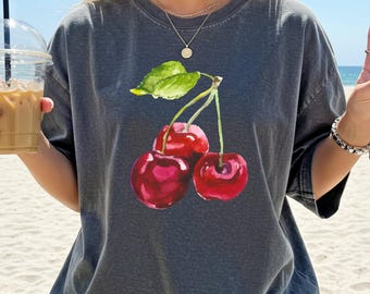 Vintage Kirsche Shirt, Kirsche T-Shirt, Obst Tshirt, Sommer Shirt, Food Liebhaber Geschenk, Foodie, Kirsche Liebhaber Geschenk, Retro Kirsche Shirt, Kirschen Tee