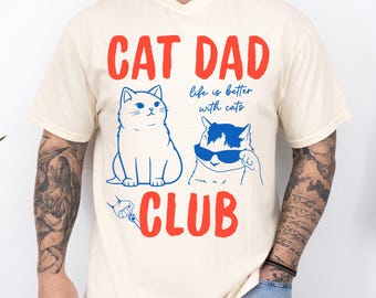 Cat Dad Shirt, Cat Dad Tee, Comfort Colors® Cat Dad Club TShirt, Back Design Tee Funny Cat Shirt, Cat Lover, New Cat Dad Shirt, Pet Parent