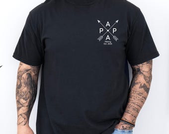 Papa's Edition T-shirt with the child's name and year of birth, dad gift, dad gift idea. Personalized father shirt. Father's Day gift