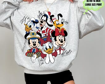 Retro Mickey and Friends Disney Cruise Squad Signatures Sweatshirt,Magical Shirt,Disney Characters tee,Mickey&Co Gift,Disney Mouse Head Tee
