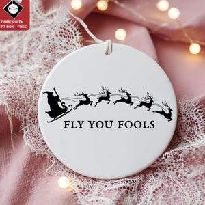 Fly You Fools Gandalf Santa Ornament, Funny LOTR Christmas Tree Ornament, LOTR Fan Gift, LOTR Funny Christmas Decoration, Ornament