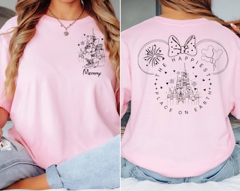 Custom The Happiest Place One Earth Sweatshirt, Disneyland Vacation Tee, Mickey and Minnie Magical Castle Shirt, Disney Family Trip Shirt