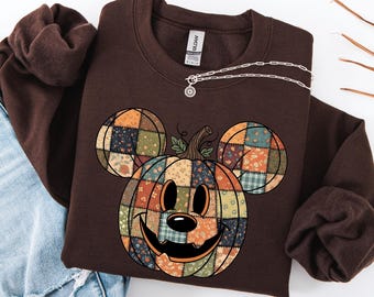Retro Patchwork Halloween Pumpkin Sweatshirt, Halloween Pumpkin Shirt, Spooky Season Sweater, Halloween Cute Women Outfit, Halloween Gift