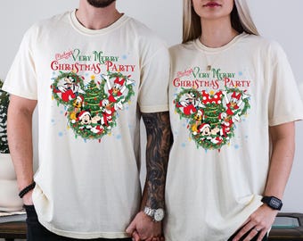 Comfort Colors® Disney Weihnachten T-Shirt, Mickey es Merry Christmas Party Shirt, Mickey & Friends Weihnachten T-Shirt, Disneyland Weihnachten Familie Shirt