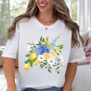 Vintage Lemon Shirt, Art Graphic Fruit Shirt, Pastel Drawing Lemons Shirt, Foodie Vintage Graphic Shirt, Aesthetic Fruit Shirt, Flowers