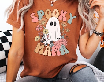 Halloween Mama Comfort Colors® Shirt, Mom Halloween Shirt, Spooky Mama Shirt, Mama Halloween, Cute Ghost Shirt, Floral Ghost Shirt