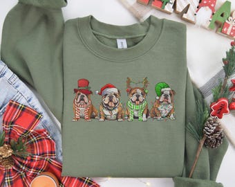 English Bulldog Sweatshirt, Dog Lover Gift, Holiday Sweaters, Christmas English Bulldog Shirt, Christmas Crewneck, Dog Mom Shirt, Xmas Shirt