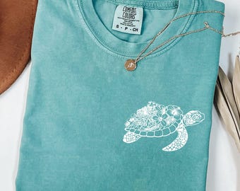 Comfort Colors® Turtle Summer Shirt, Beach Tshirt, Summer Women Shirt, Save the Turtle Tshirt, Ocean Tee, Vintage Sea Turtle Shirt